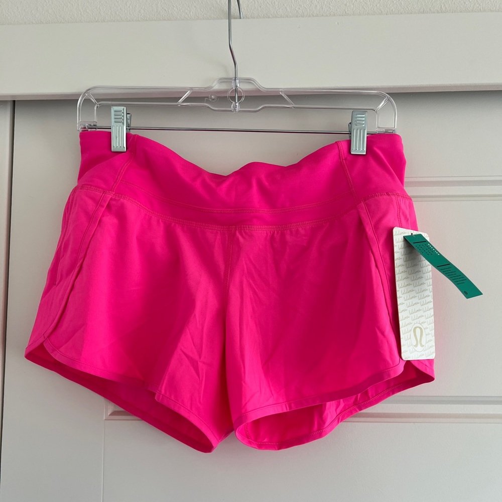 Lululemon Run Times Short 4” Raspberry Glow Light Neon Hot Pink Sz 8 NWT *Rare*